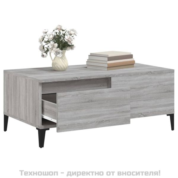 Кафе маса, сив сонома, 90x50x36,5 см, инженерно дърво