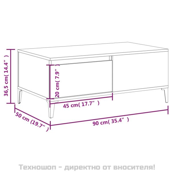 Кафе маса, сив сонома, 90x50x36,5 см, инженерно дърво