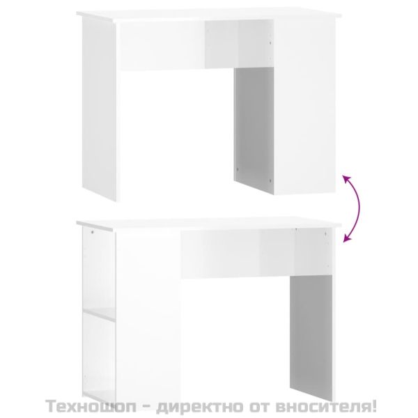 Бюро, бял гланц, 100x55x75 см, инженерно дърво