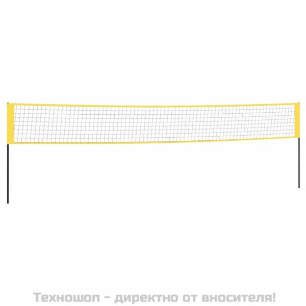 Мрежа за бадминтон, жълто и черно, 600x155 см, PE плат