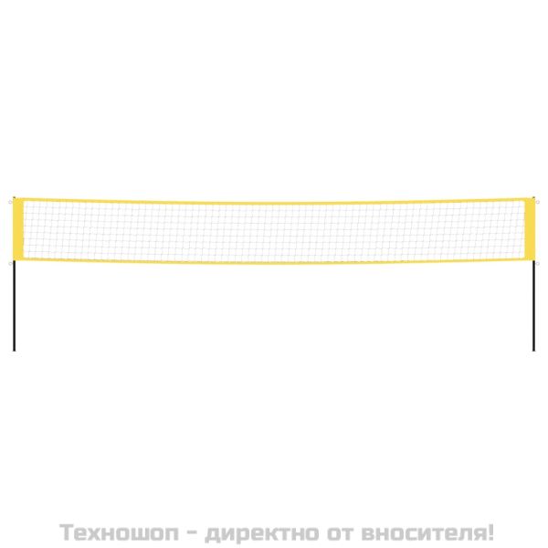 Мрежа за бадминтон, жълто и черно, 600x155 см, PE плат