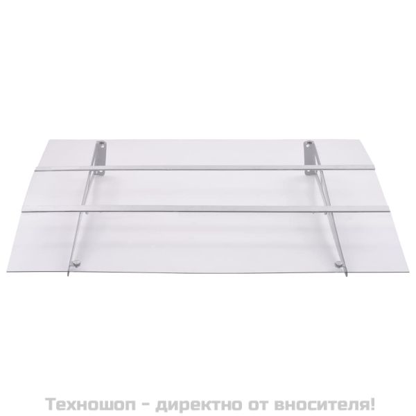 Навес за врата, сребристо и прозрачно, 150x90 см, PET
