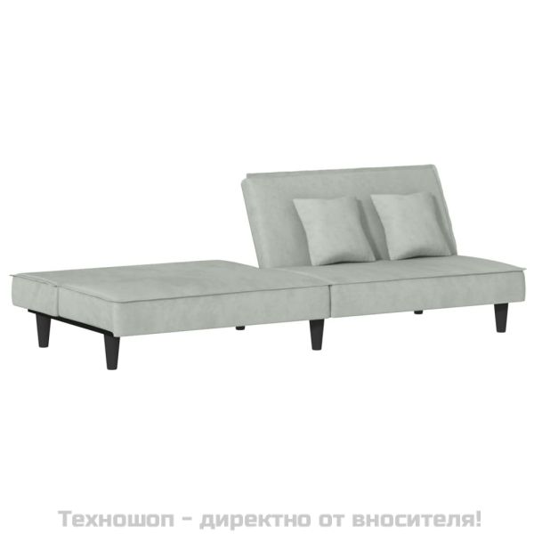 Разтегателен диван, светлосиво, кадифе