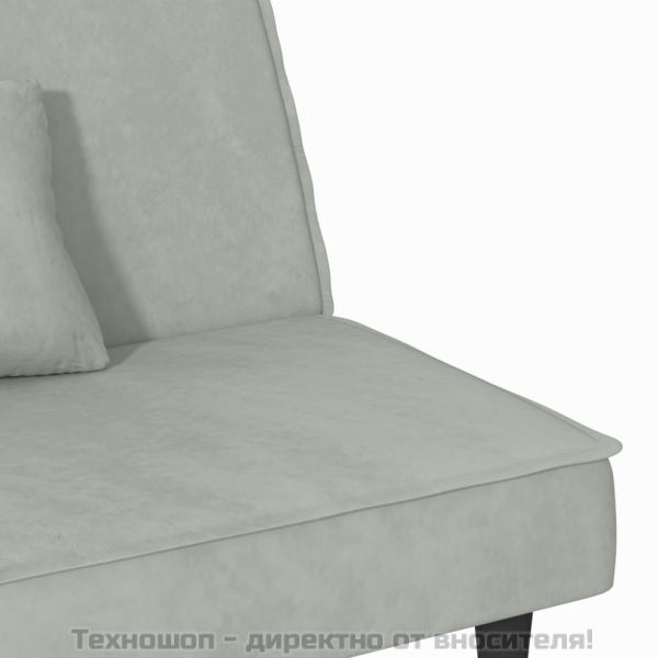 Разтегателен диван, светлосиво, кадифе