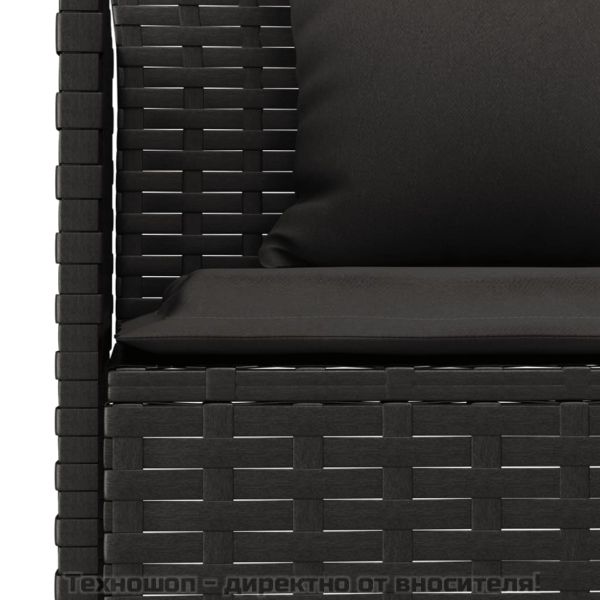 Градински трапезен комплект възглавници 2 части черен полиратан