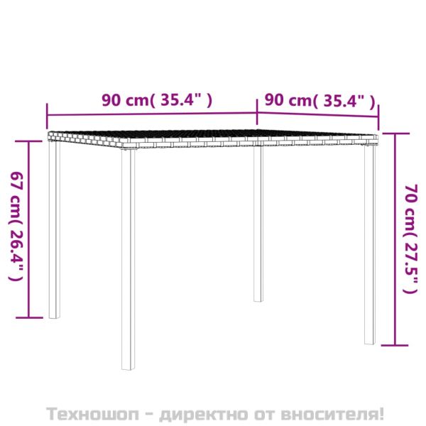 Градински трапезен комплект 2 части с възглавници сив полиратан