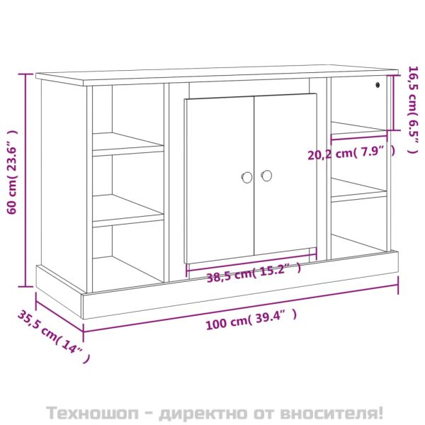 Сайдборд, сив сонома, 100x35,5x60 см, инженерно дърво