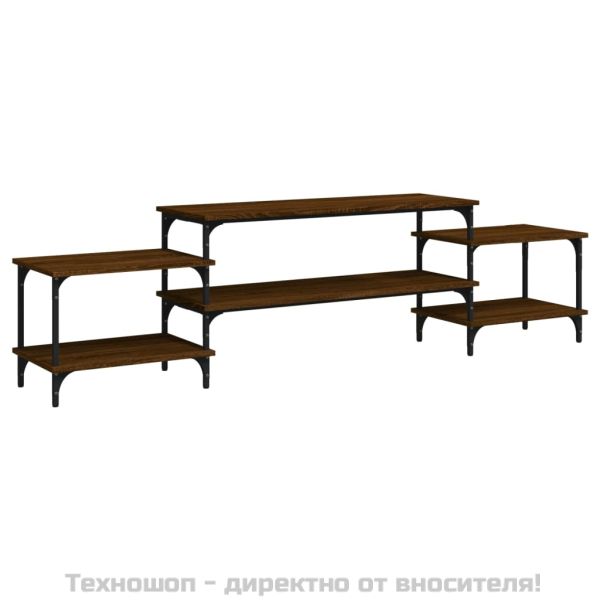 ТВ шкаф, кафяв дъб, 197x35x52 см, инженерно дърво