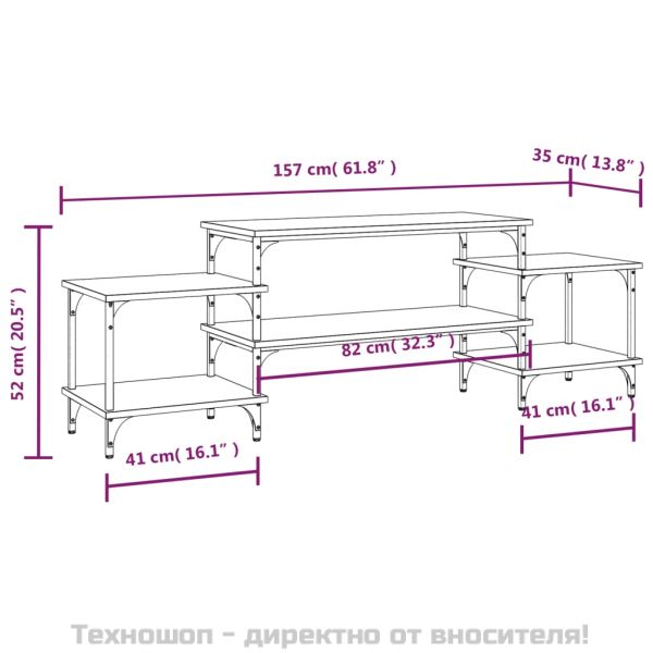 ТB шкаф, сив сонома, 157x35x52 см, инженерно дърво