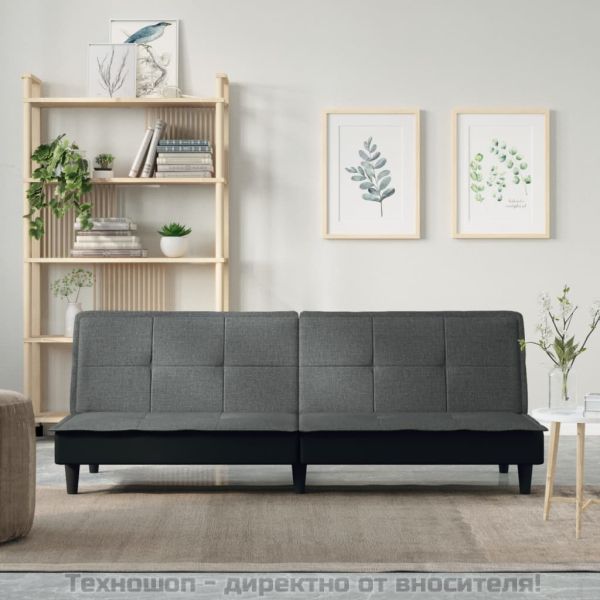Разтегателен диван, тъмносив, плат