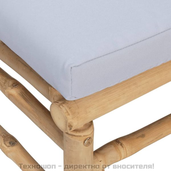 Градински комплект със светлосиви възглавници 2 части бамбук