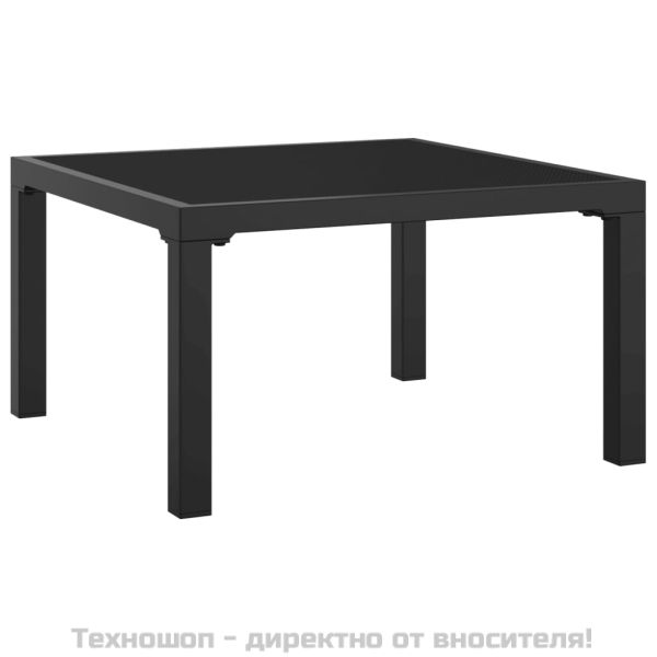 Градинска табуретка с възглавница, черно и сиво, полиратан