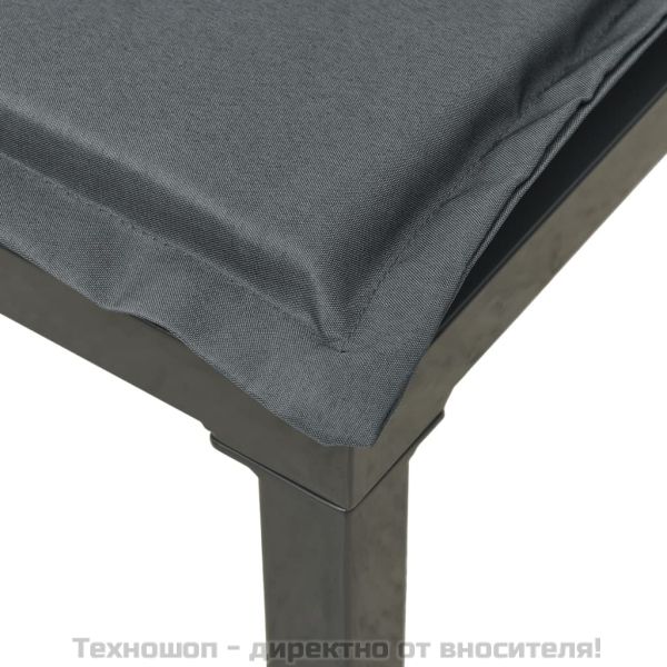 Градинска табуретка с възглавница, черно и сиво, полиратан