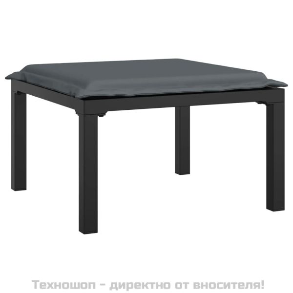 Градински лаундж комплект 4 части черно и сиво полиратан