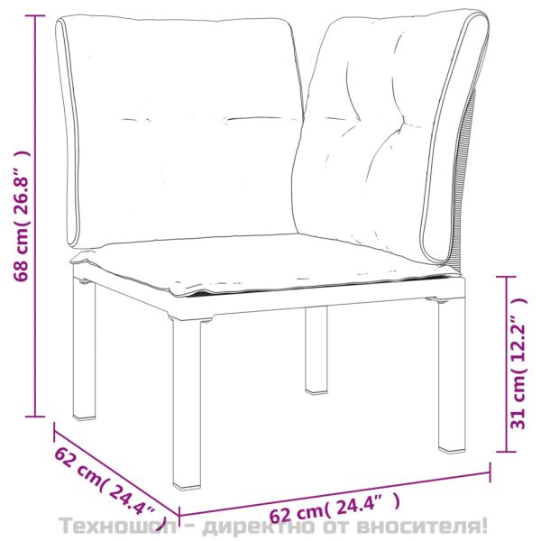 Градински ъглови столове с възглавници 2 бр черен/сив полиратан