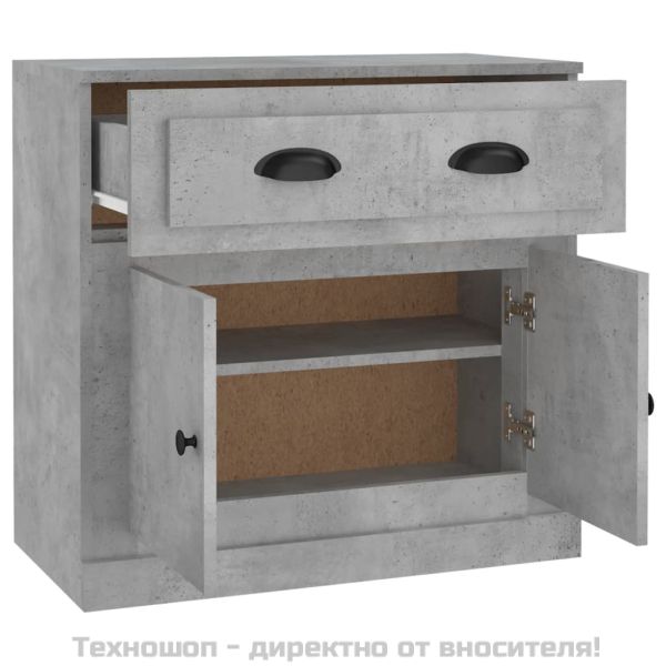 Сайдборд, бетонно сив, 70x35,5x67,5 см, инженерно дърво