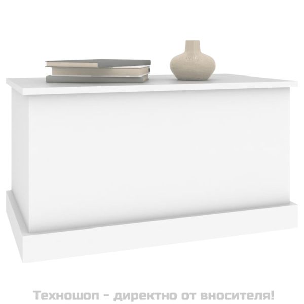 Кутия за съхранение, бяла, 70x40x38 см, инженерно дърво
