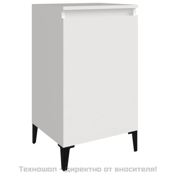 Нощно шкафче, бял гланц, 40x35x70 см, инженерно дърво