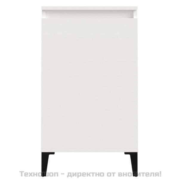 Нощно шкафче, бял гланц, 40x35x70 см, инженерно дърво