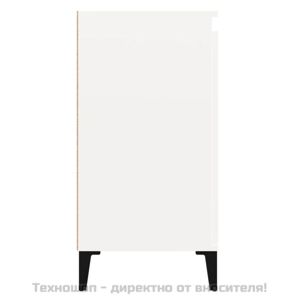 Нощно шкафче, бял гланц, 40x35x70 см, инженерно дърво