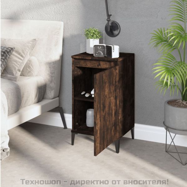 Нощно шкафче, опушен дъб, 40x35x70 см, инженерно дърво