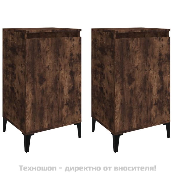 Нощни шкафчета 2 бр опушен дъб 40x35x70 см инженерно дърво