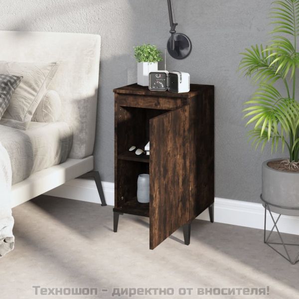Нощни шкафчета 2 бр опушен дъб 40x35x70 см инженерно дърво