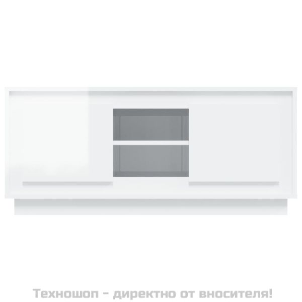 ТВ шкаф бял гланц 102x35x45 см инженерно дърво