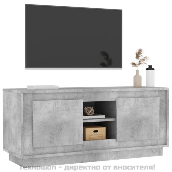 ТВ шкаф, бетонно сиво, 102x35x45 см, инженерно дърво