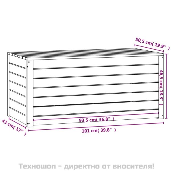 Градинска кутия сива 101x50,5x46,5 см масивна борова дървесина