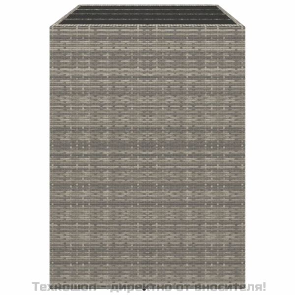 Бар маса със стъклен плот, сива, 145x80x110 см, полиратан