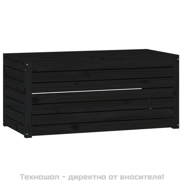 Градинска кутия черна 101x50,5x46,5 см масивна борова дървесина