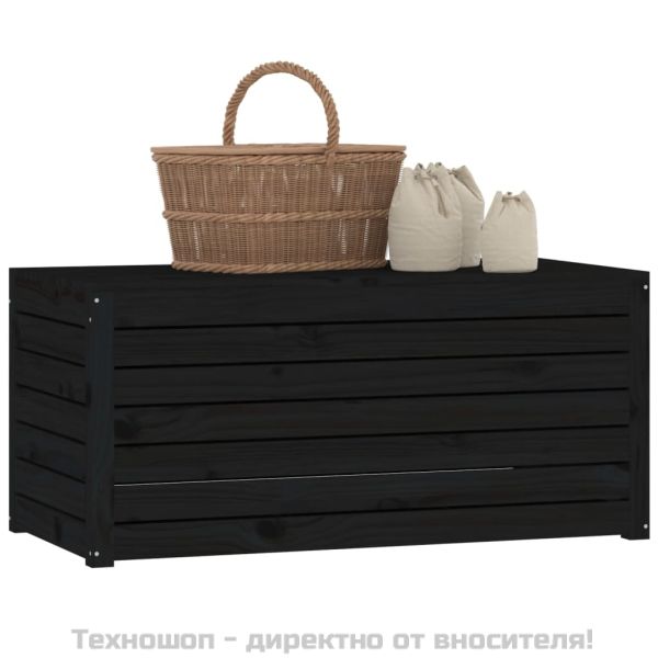 Градинска кутия черна 101x50,5x46,5 см масивна борова дървесина