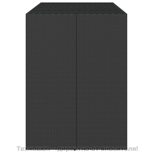 Бар маса със стъклен плот, черна, 145x80x110 см, полиратан