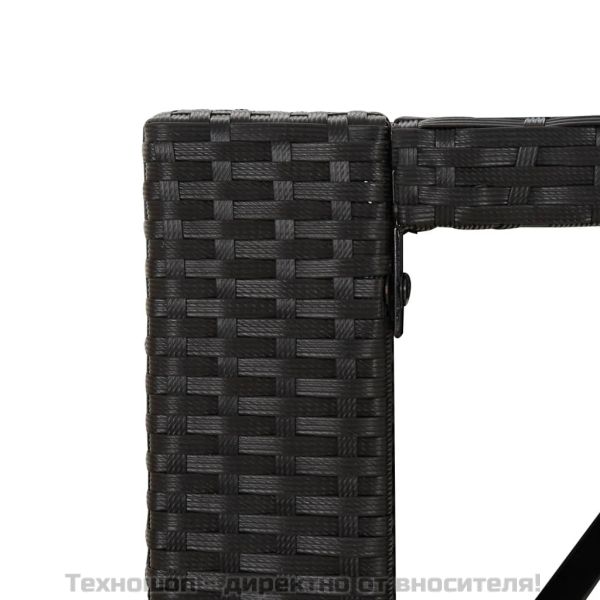 Бар маса със стъклен плот, черна, 145x80x110 см, полиратан