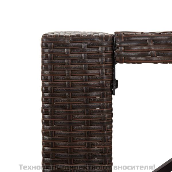 Бар маса със стъклен плот, кафява, 185x80x110 см, полиратан