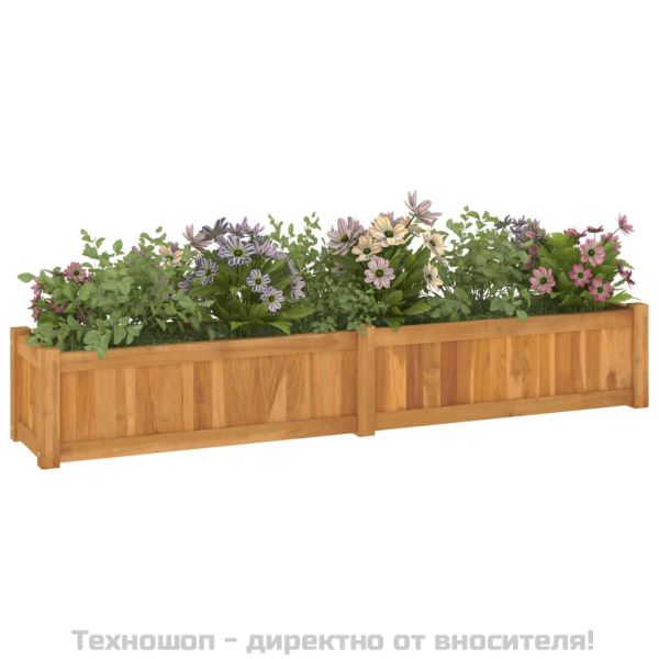Повдигната леха 150x30x25 см тиково дърво масив