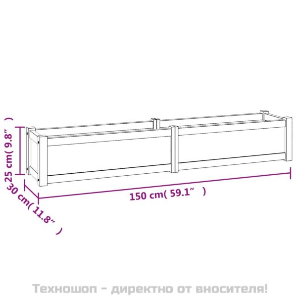 Повдигната леха 150x30x25 см тиково дърво масив