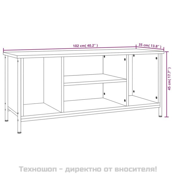 ТВ шкаф, oпушен дъб, 102x35x45 см, инженерно дърво