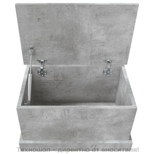 Кутия за съхранение, бетонно сиво, 50x30x28 см, инженерно дърво