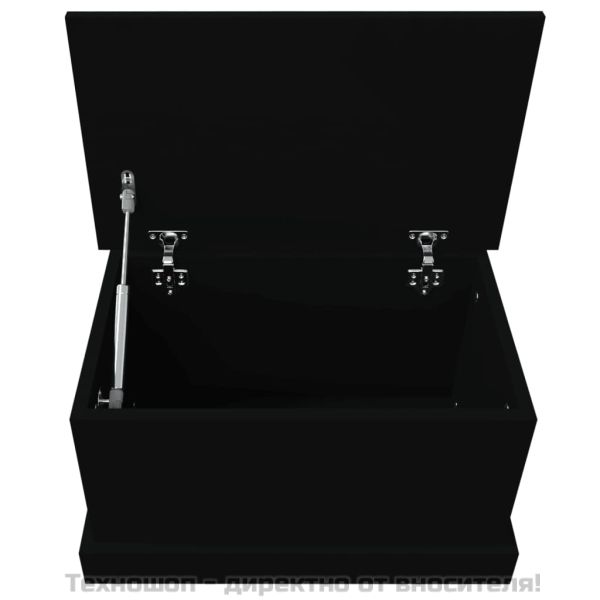 Кутия за съхранение, черна, 50x30x28 см, инженерна дървесина