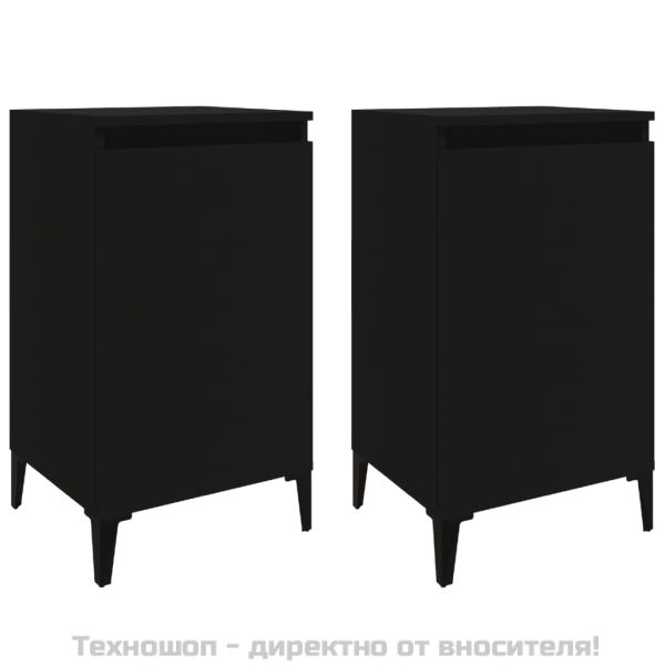 Нощни шкафчета, 2 бр, черни, 40x35x70 cm, инженерно дърво