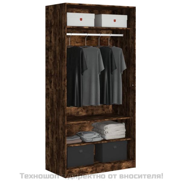 Гардероб, опушен дъб, 100x50x200 см, инженерно дърво