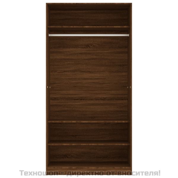 Гардероб, кафяв дъб, 100x50x200 см, инженерно дърво