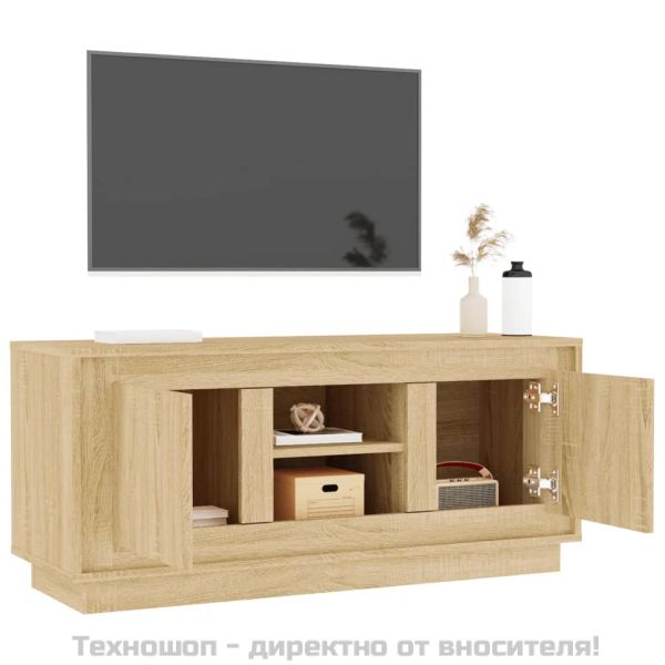 ТВ шкаф, бетонно сиво, 102x35x45 см, инженерно дърво