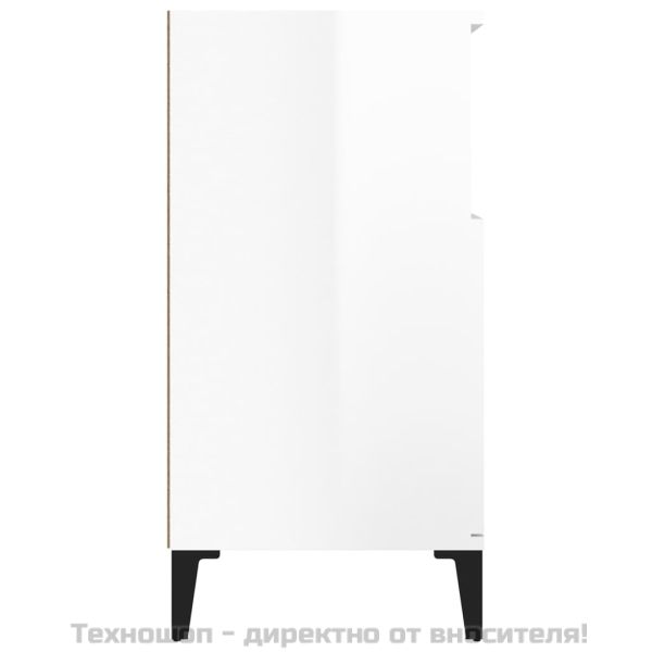 Сайдборд, бял гланц, 60x35x70 см, инженерно дърво
