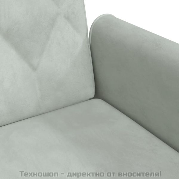 Разтегателно канапе с подлакътници, светлосиво, кадифе