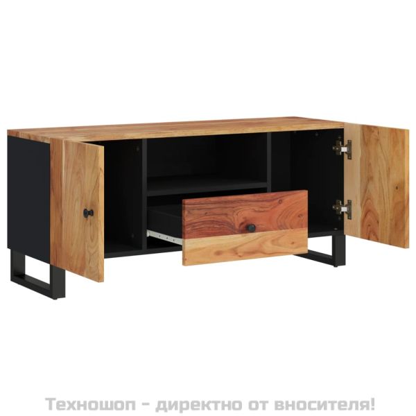ТВ шкаф, 105x33,5x46 см, масивно акациево и инженерно дърво