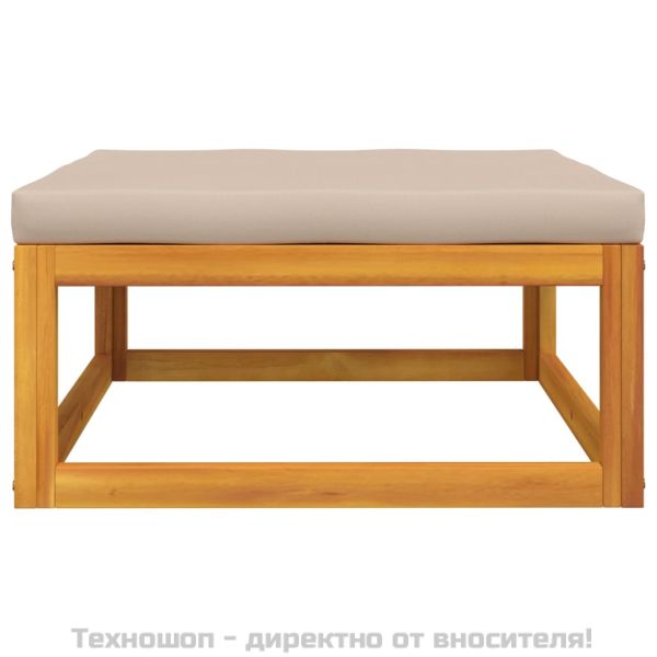 Градински лаундж комплект с възглавници, 3 части, акация масив