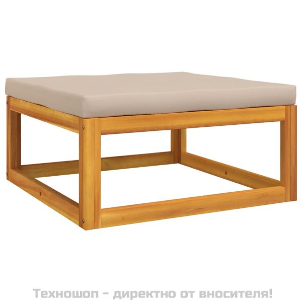 Градински лаундж комплект с възглавници, 3 части, акация масив